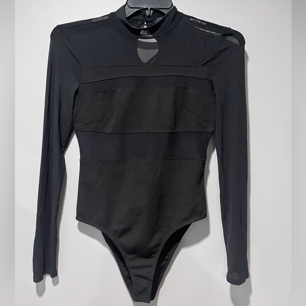 Black Mesh Panel Body Suit